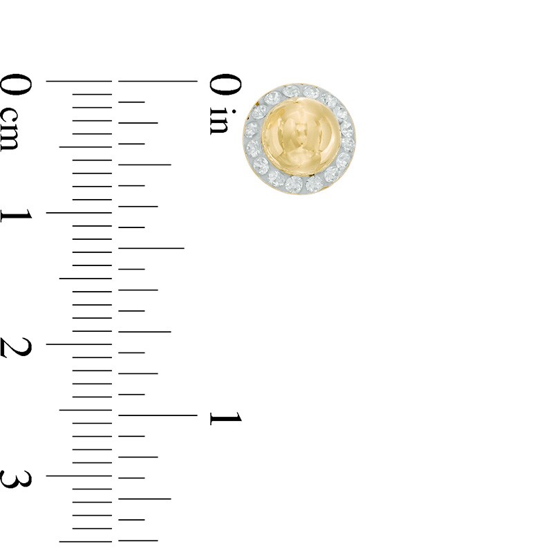 Main Image 2 of Crystal Frame Ball Stud Earrings in 14K Gold