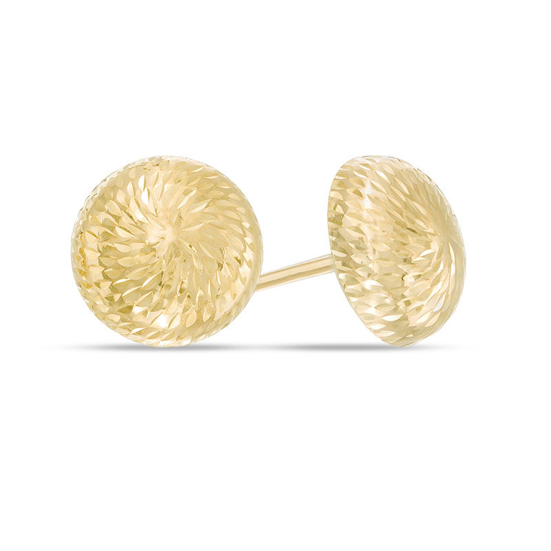 Main Image 1 of 8.5mm Diamond-Cut Button Stud Earrings in 14K Gold