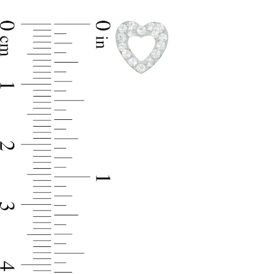 Crystal Heart Stud Earrings in 14K Gold
