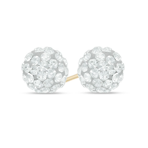 Small Crystal Button Stud Earrings in 14K Gold Small Crystal Button Stud Earrings in 14K Gold