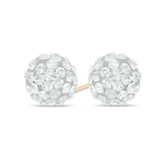 Small Crystal Button Stud Earrings in 14K Gold