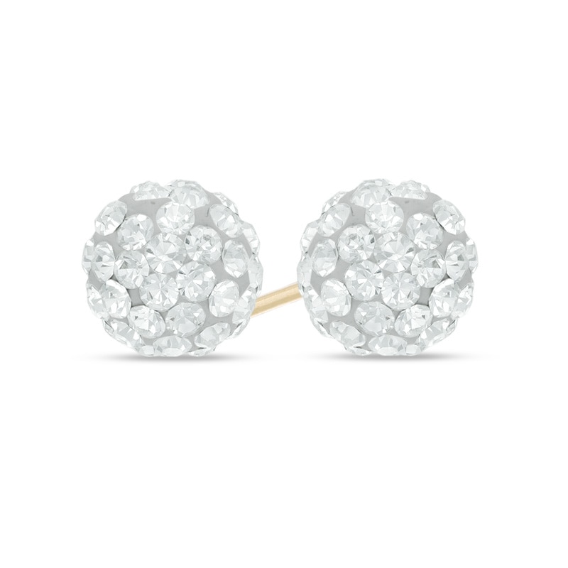 Main Image 1 of Small Crystal Button Stud Earrings in 14K Gold