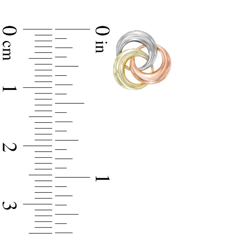 Main Image 2 of Loose Love Knot Stud Earrings in 14K Tri-Tone Gold