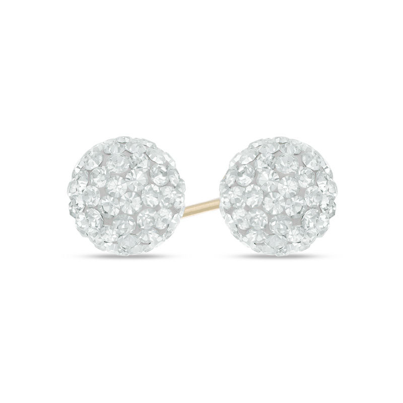 Main Image 1 of Crystal Button Stud Earrings in 14K Gold