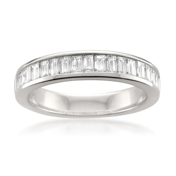 1 Ct T W Baguette Diamond Channel Set Anniversary Band In 14k T W Baguette Diamond Channel Set Anniversary Band In 14k White Gold