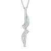 Thumbnail Image 1 of Diamond Accent Ribbon Wrapped Linear Bar Pendant in 10K White Gold