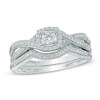 Thumbnail Image 1 of 1/3 CT. T.W. Diamond Cushion Frame Twisted Shank Bridal Set in 10K White Gold