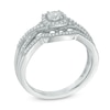 Thumbnail Image 1 of 1/3 CT. T.W. Diamond Cushion Frame Twisted Shank Bridal Set in 10K White Gold