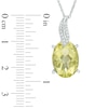 Thumbnail Image 1 of Oval Lemon Quartz and Diamond Accent Leaf Pendant in Sterling Silver