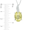 Thumbnail Image 2 of Oval Lemon Quartz and Diamond Accent Leaf Pendant in Sterling Silver
