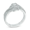 Thumbnail Image 2 of 3/8 CT. T.W. Diamond Frame Braid Bridal Set In 10K White Gold