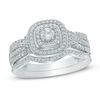 Thumbnail Image 0 of 1/2 CT. T.W. Diamond Cushion Frame Twist Shank Bridal Set In 10K White Gold