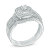 Thumbnail Image 1 of 1/2 CT. T.W. Diamond Cushion Frame Twist Shank Bridal Set In 10K White Gold