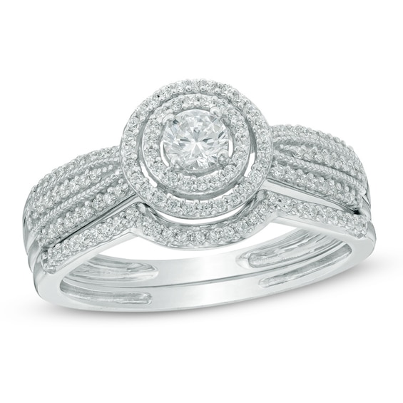 1/2 CT. T.w. Diamond Frame Bridal Set In 10K White Gold