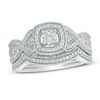 Thumbnail Image 1 of 1/2 CT. T.W. Diamond Square Frame Twist Shank Bridal Set In 10K White Gold