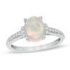 Thumbnail Image 1 of Oval Opal and Lab-Created White Sapphire Ring in Sterling Silver