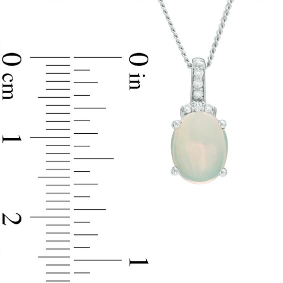 Oval Opal and Lab-Created White Sapphire Pendant in Sterling Silver