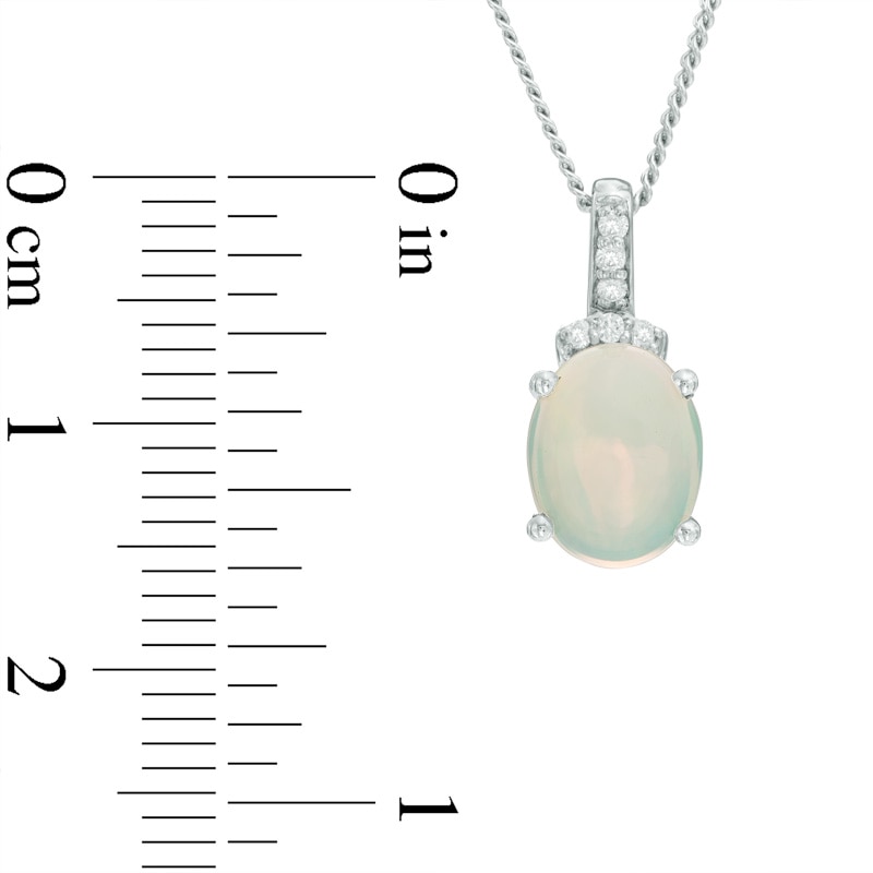 Main Image 2 of Oval Opal and Lab-Created White Sapphire Pendant in Sterling Silver