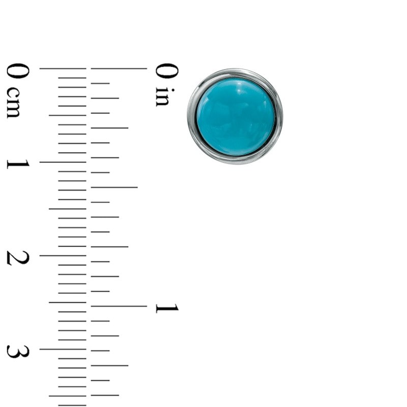 Main Image 2 of 8.0mm Turquoise Stud Earrings in Sterling Silver