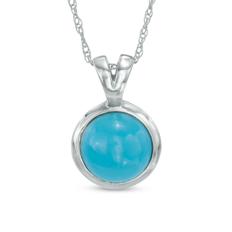 Main Image 1 of 8.0mm Turquoise Pendant in Sterling Silver