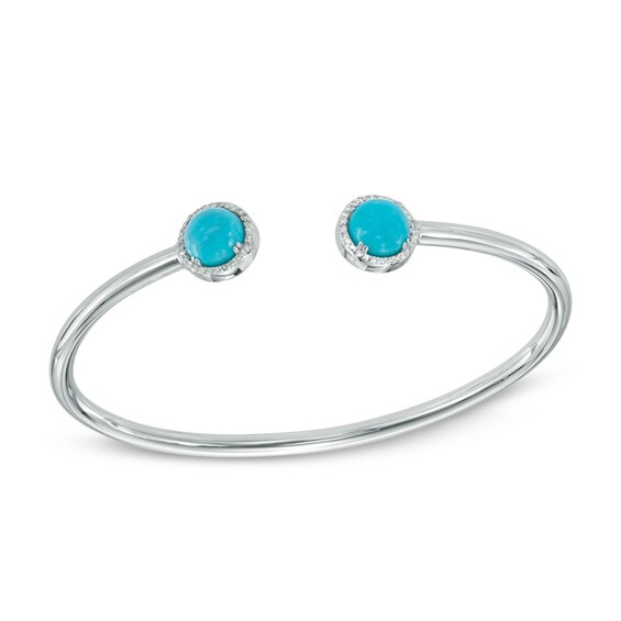 7.0mm Turquoise and White Topaz Frame Cuff in Sterling Silver