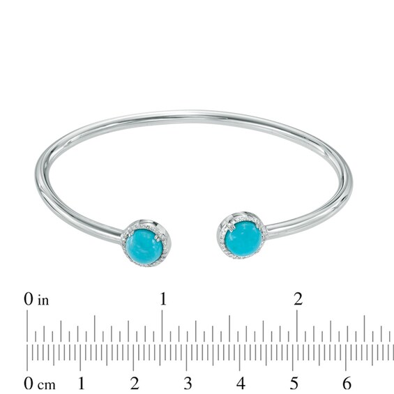 7.0mm Turquoise and White Topaz Frame Cuff in Sterling Silver