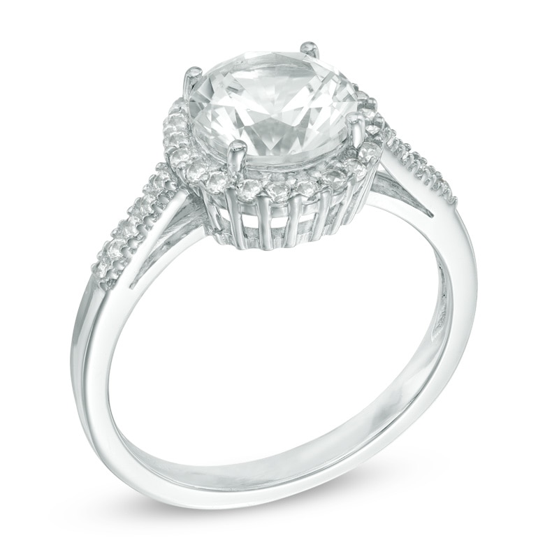 Main Image 2 of Lab-Created White Sapphire Pendant, Ring and Earrings Frame Set in Sterling Silver - Size 7