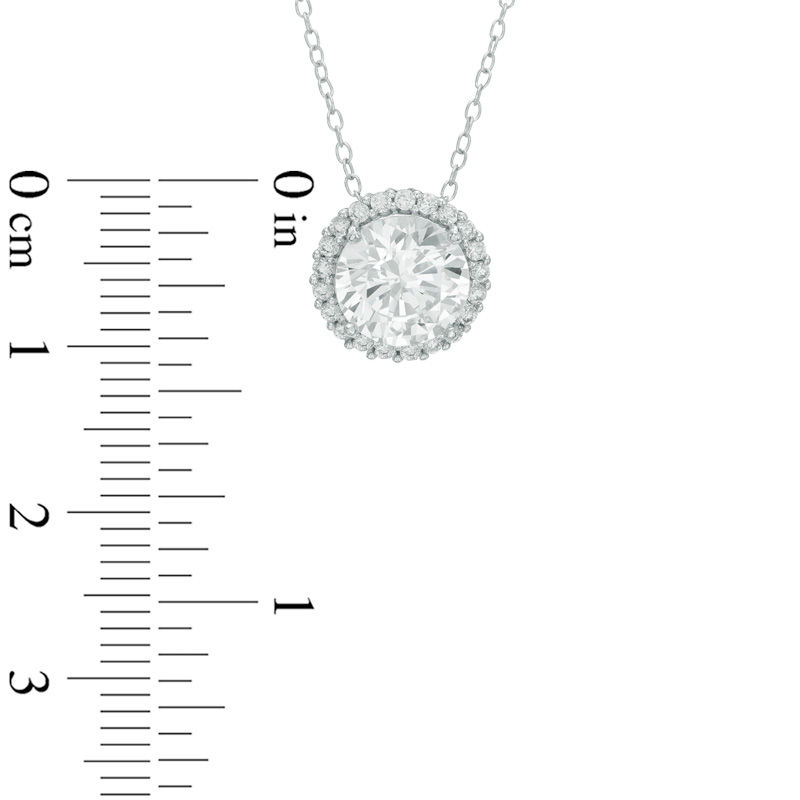 Main Image 3 of Lab-Created White Sapphire Pendant, Ring and Earrings Frame Set in Sterling Silver - Size 7
