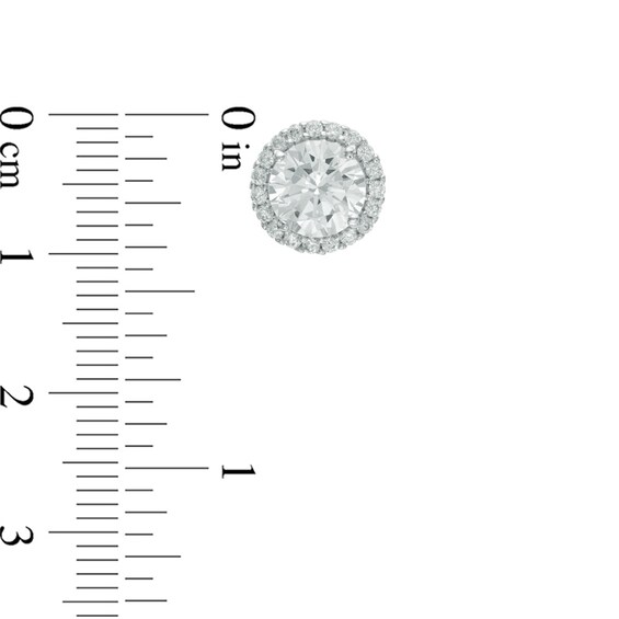 Lab-Created White Sapphire Pendant, Ring and Earrings Frame Set in Sterling Silver - Size 7