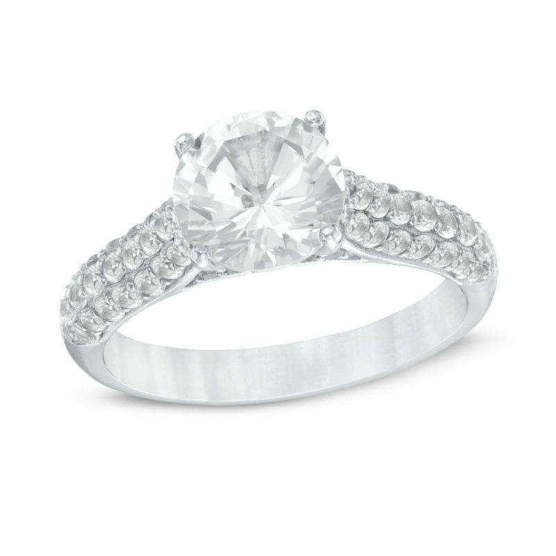 Main Image 1 of 8.0mm Lab-Created White Sapphire Ring in Sterling Silver
