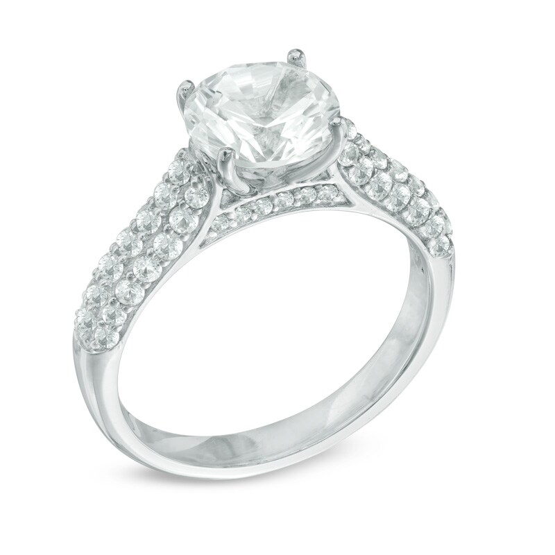 Main Image 2 of 8.0mm Lab-Created White Sapphire Ring in Sterling Silver