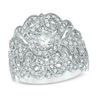 Thumbnail Image 1 of 5.0mm Lab-Created White Sapphire Art Deco Ring in Sterling Silver