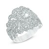 Thumbnail Image 2 of 5.0mm Lab-Created White Sapphire Art Deco Ring in Sterling Silver