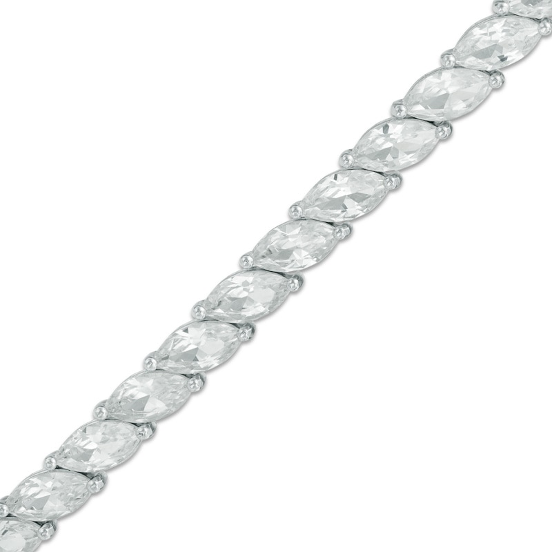 Main Image 1 of Marquise Lab-Created White Sapphire Tennis Bracelet in Sterling Silver - 7.25"