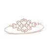 Thumbnail Image 1 of Lab-Created White Sapphire Damask Bangle in Sterling Silver and 18K Rose Gold Plate - 7.25"
