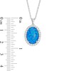 Thumbnail Image 2 of Oval Lab-Created Blue Opal and White Sapphire Frame Pendant in Sterling Silver