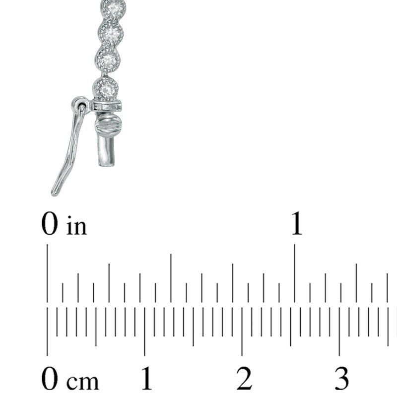 Main Image 2 of Lab-Created White Sapphire Tennis Bracelet in Sterling Silver - 7.25"
