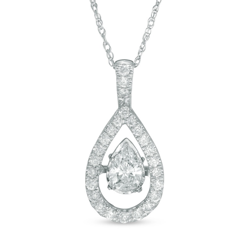 1/2 CT. T.W. Pear-Shaped Diamond Frame Pendant in 10K White Gold
