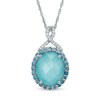 Thumbnail Image 1 of Oval Turquoise, London Blue Topaz and Lab-Created White Sapphire Doublet Pendant in Sterling Silver