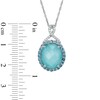 Thumbnail Image 2 of Oval Turquoise, London Blue Topaz and Lab-Created White Sapphire Doublet Pendant in Sterling Silver
