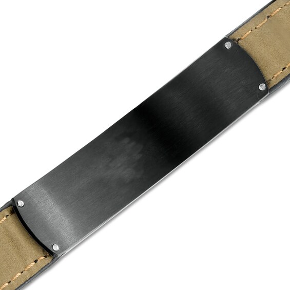 Diamond Accent ID Leather Bracelet in Two-Tone Stainless Steel - 8.5"