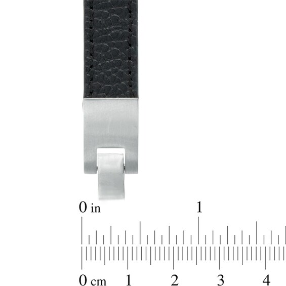 Diamond Accent ID Leather Bracelet in Two-Tone Stainless Steel - 8.5"