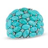 Thumbnail Image 1 of Oval Turquoise and Swiss Blue Topaz Cluster Ring in Sterling Silver
