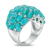 Thumbnail Image 1 of Oval Turquoise and Swiss Blue Topaz Cluster Ring in Sterling Silver