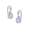 Thumbnail Image 1 of 7.0mm Rose de France Amethyst and White Topaz Drop Earrings in Sterling Silver