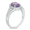 Thumbnail Image 1 of Oval Amethyst and 1/10 CT. T.W. Diamond Frame Ring in Sterling Silver