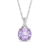 Thumbnail Image 0 of 8.0mm Rose de France Amethyst and White Topaz Pendant in Sterling Silver