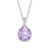 Thumbnail Image 1 of 8.0mm Rose de France Amethyst and White Topaz Pendant in Sterling Silver