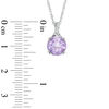 Thumbnail Image 1 of 8.0mm Rose de France Amethyst and White Topaz Pendant in Sterling Silver