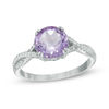 Thumbnail Image 1 of 8.0mm Rose de France Amethyst and White Topaz Twist Ring in Sterling Silver